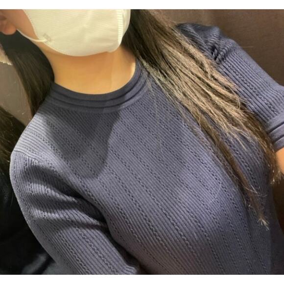 EUC Zara Knit Mini Dress with Gold Buttons in Navy Blue Women's XL - Picture 10 of 11